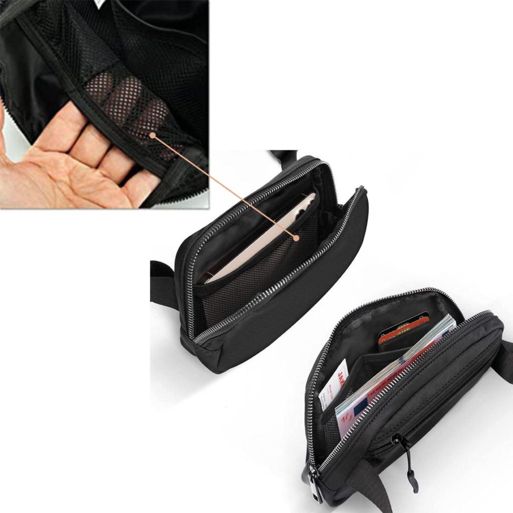 Adjustable Black Fanny Pack Cross Body Belt Bag for Unisex
